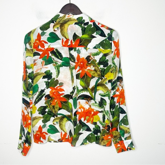 Alice + Olivia Eloise Tropical Sunrise Silk Blouse Small - Picture 5 of 11